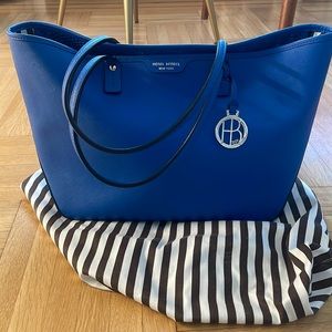 Henri Bendel West 57th Street Tote royal blue saffiano leather
